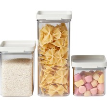 Mcreative Saklama Kutusu Seti Omnia Dikdörtgen Beyaz - 700 Ml, 1100 ml ve 2000 ml - Gıda Için Pratik Saklama Kabı - Hava Geçirmez Saklama Kutuları Mutfak Dolabı ve Raf Için Uygundur