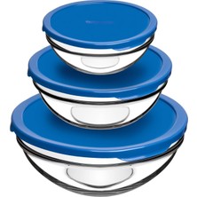 Mcreative Chefs Kapaklı Cam Saklama Kabı Mavi 3'lü Set, 97314Z00