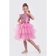 Pul Payet Kız Çocuk Tütü Elbise - Şeker Pembe