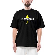 Elektrikçi Oversize Siyah Tişört