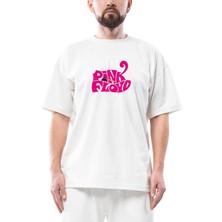 Pink Floyd Black Text Oversize Beyaz Tişört