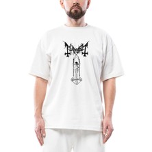 Mayhem T Cross Oversize Beyaz Tişört