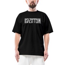 LED Zeppelin Logo Oversize Siyah Tişört
