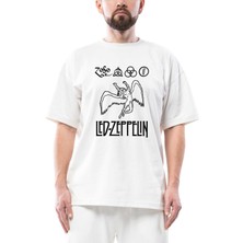LED Zeppelin Zoso Oversize Beyaz Tişört