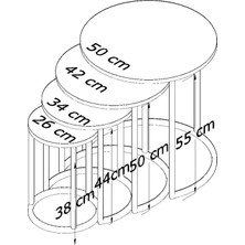 Elegante Serisi Gold Metal Ayaklı 4 Lü Sehpa Seti Parlak Gold Krem Mdf Tabla