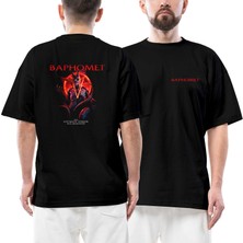 Baphomet The Ultimate Ön Arka Baskılı Siyah Oversize Tişört