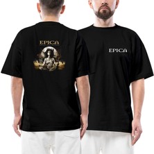 Epica Design Your Universe Ön Arka Baskılı Siyah Oversize Tişört