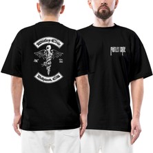 Mötley Crüe Hollywood Ön Arka Baskılı Siyah Oversize Tişört