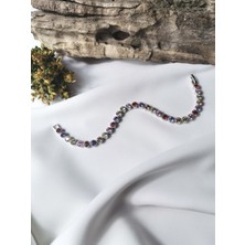 Luna Jewelry Kadın Renkli Yuvarlak Taşlı 316 L Çelik Su Yolu Bileklik
