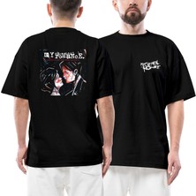 My Chemical Romance Three Cheers For Sweet Revenge Ön Arka Baskılı Siyah Oversize Tişört