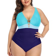 Weirsoin Plus Size Tek Parçalı Mayo V Yaka Mayo (Yurt Dışından)