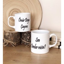 Giftmoda Çiftlere Özel Ömür Boyu Çayımı Sen Demler Misin Tasarılı 2'li Kupa Bardak