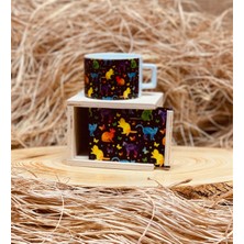 Giftmoda Kedi Tasarımlı Ahşap Kutulu Kupa