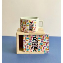 Giftmoda Renkli Kedi Motto Tasarımlı Kutulu Kupa