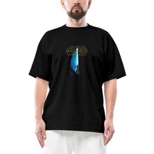 Star Wars Sword And Logo Oversize Siyah Tişört