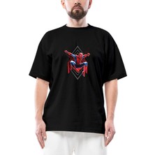 Spiderman Jump Oversize Siyah Tişört