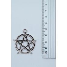 Pentagram Yıldızı Gümüş Kaplama Düz Zincir Kolye