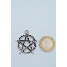 Pentagram Yıldızı Gümüş Kaplama Düz Zincir Kolye
