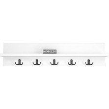 Limnizza Ahşap Raflı Duvar Askılığı 5 Kancalı Portmanto Askı Anahtarlık Askısı Banyo Giriş Hol İçin 70 Cm Beyaz