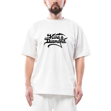 King Diamond Logo Oversize Beyaz Tişört