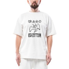 LED Zeppelin Zoso Oversize Beyaz Tişört
