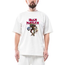 Iron Maiden Monster Guitarist Oversize Beyaz Tişört