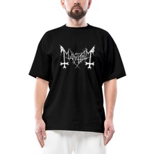 Mayhem Logo Oversize Siyah Tişört