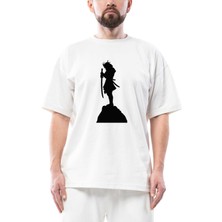 Samurai Portre Oversize Beyaz Tişört