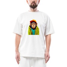 The Monkey Oversize Beyaz Tişört