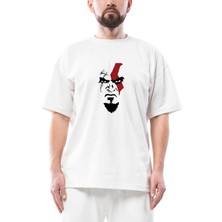 God Of War Kratos Face Oversize Beyaz Tişört