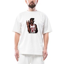 Micheal Jrdn Bulls 23 Oversize Beyaz Tişört