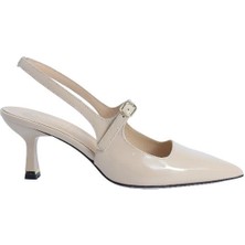 Poletto Hakiki Deri Bej Ayakkabı Stiletto 9841 112