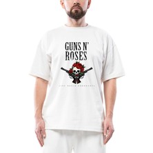 Guns N Roses Live Radio Broadcast Oversize Beyaz Tişört