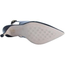 Poletto Hakiki Deri Sıyah-Altın Ayakkabı Stiletto 9841 48 V1