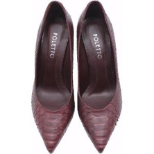 Poletto Hakiki Yılan Deri Bordo Ayakkabı Stiletto 4924 84 Yln