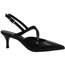 Poletto Hakiki Deri Sıyah Ayakkabı Stiletto 9841 84