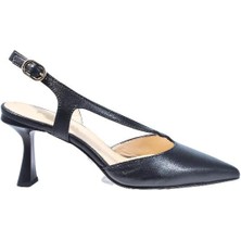 Poletto Hakiki Deri Sıyah Ayakkabı Stiletto 9839 39