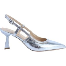 Poletto Hakiki Deri Gumus Ayakkabı Stiletto 9839 64