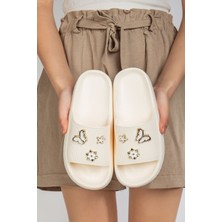 Slipcat Kadın Yüksek Taban Plaj Havuz Deniz Terlik Bej Renkli Tasarım ile Konforlu Kullanım