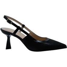 Poletto Hakiki Deri Sıyah Ayakkabı Stiletto 9839 64