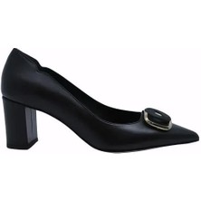 Poletto Hakiki Deri Sıyah Ayakkabı Stiletto 9841 82