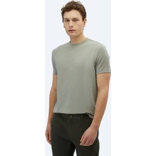 Haki Düz Bisiklet Yaka T-Shirt
