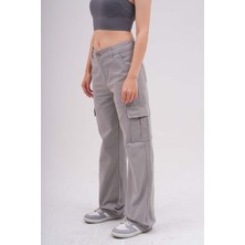 Alanora Kadın Kargo Cepli Yüksek Bel Wide Leg jeans