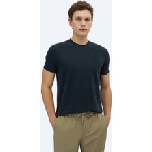 Siyah Düz Bisiklet Yaka T-Shirt