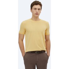 Sarı Bisiklet Yaka Düz Örgü Triko