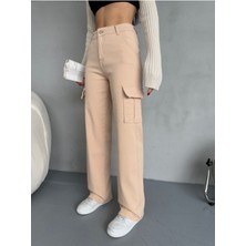 Alanora Kadın Kargo Cepli Yüksek Bel Wide Leg jeans