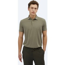 Kip Haki Düz Polo Yaka T-Shirt