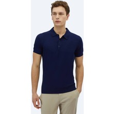 Lacivert Polo Yaka Düz Örgü Triko