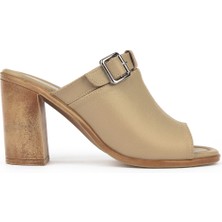 Ziya, Kadın Hakiki Deri Topuklu Terlik 1511020Z1703 Bej