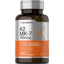 Horbaach Vitamin D3 K2 5000 Iu  100MCG Mk-7 Complex  180 Softgel ABD Menşei